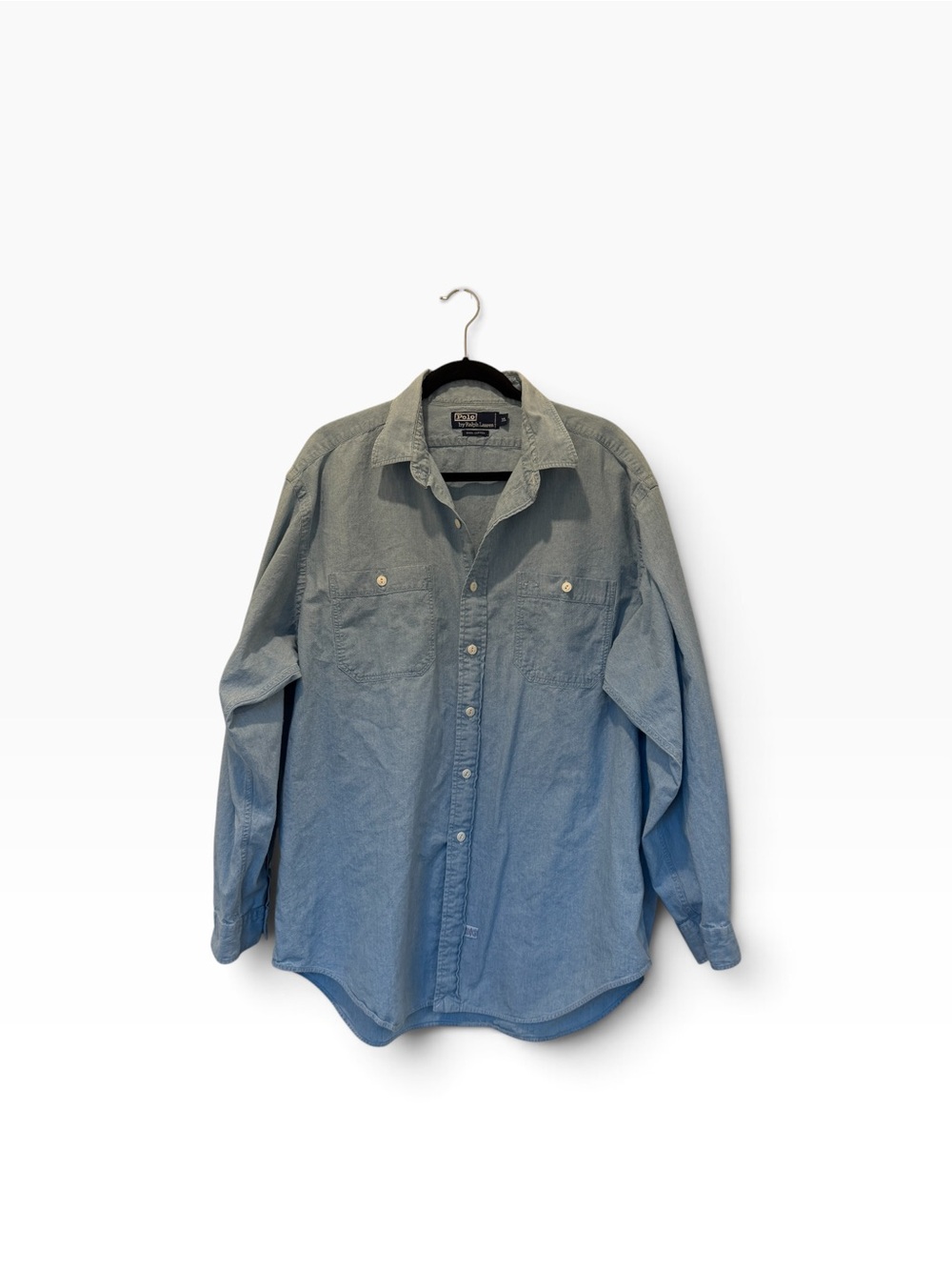 Vintage Polo by Ralph Lauren Men’s XL Blue Chambray Button-Up Denim Preppy Shirt